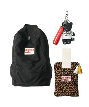 [SET] Daily backpack_Black & Strap pouch_Leopard & BB KEYRING SET