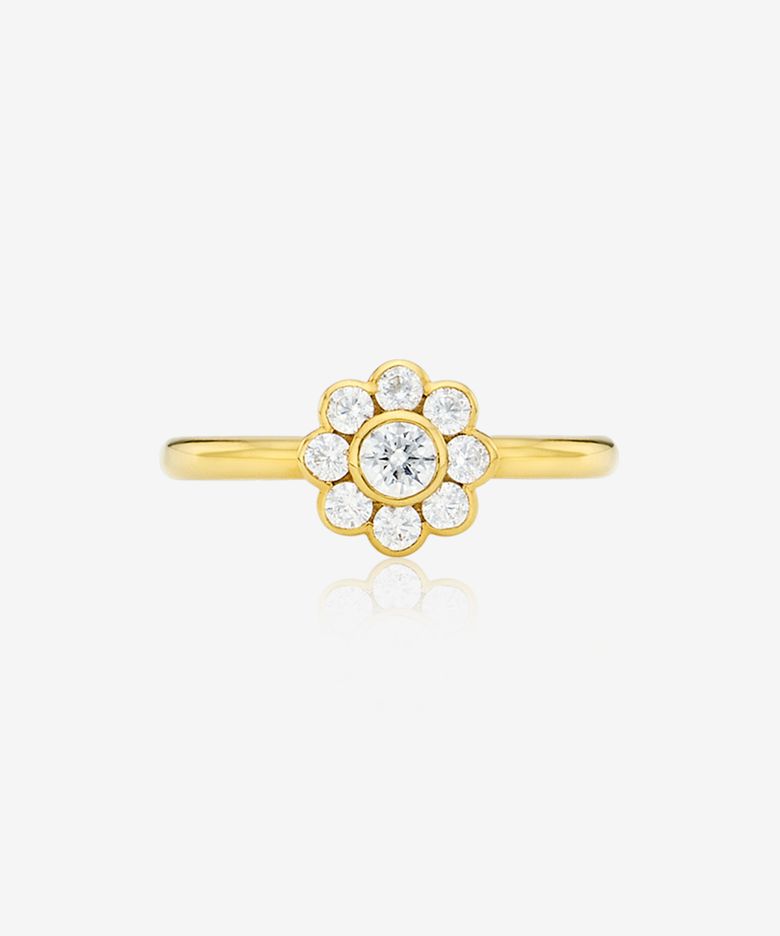 Daisy ring Silver, ICE (Gold plated)