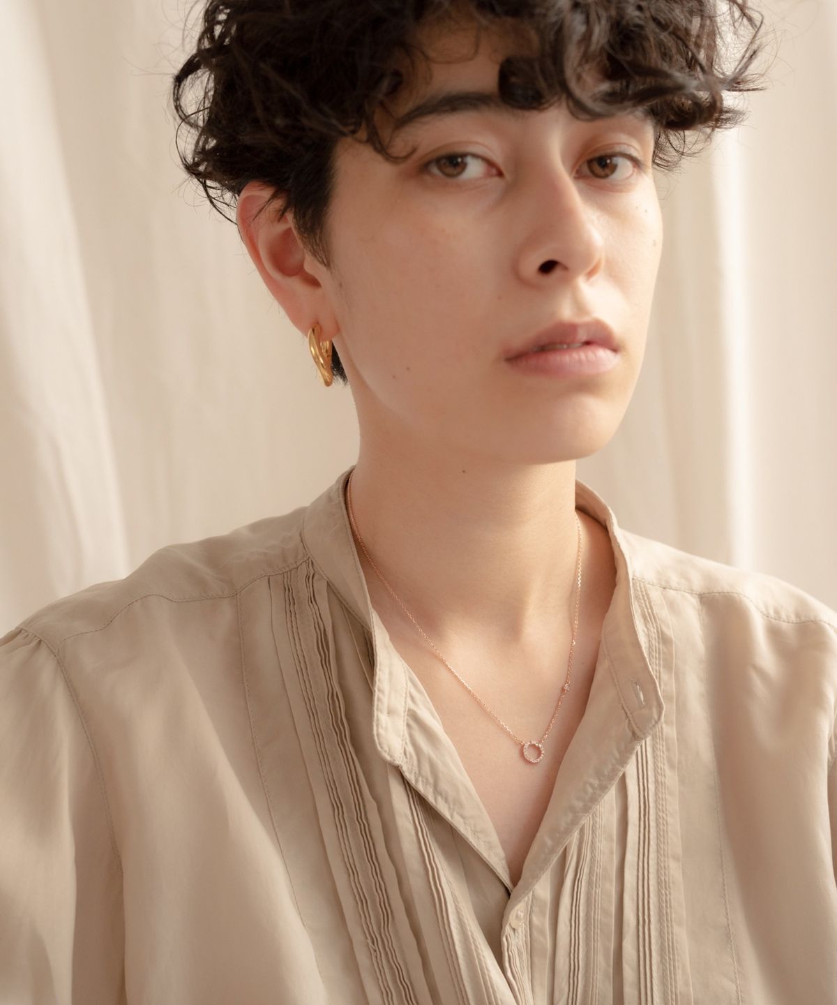 노비스도쿄(NOVICE TOKYO) 스톤 서클 목걸이  Stone Circle Necklace［Silver925］/ Rose gold