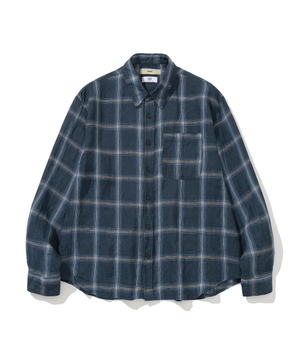 DONOWITZ BLUE CHECK PURE LINEN SHIRT #1