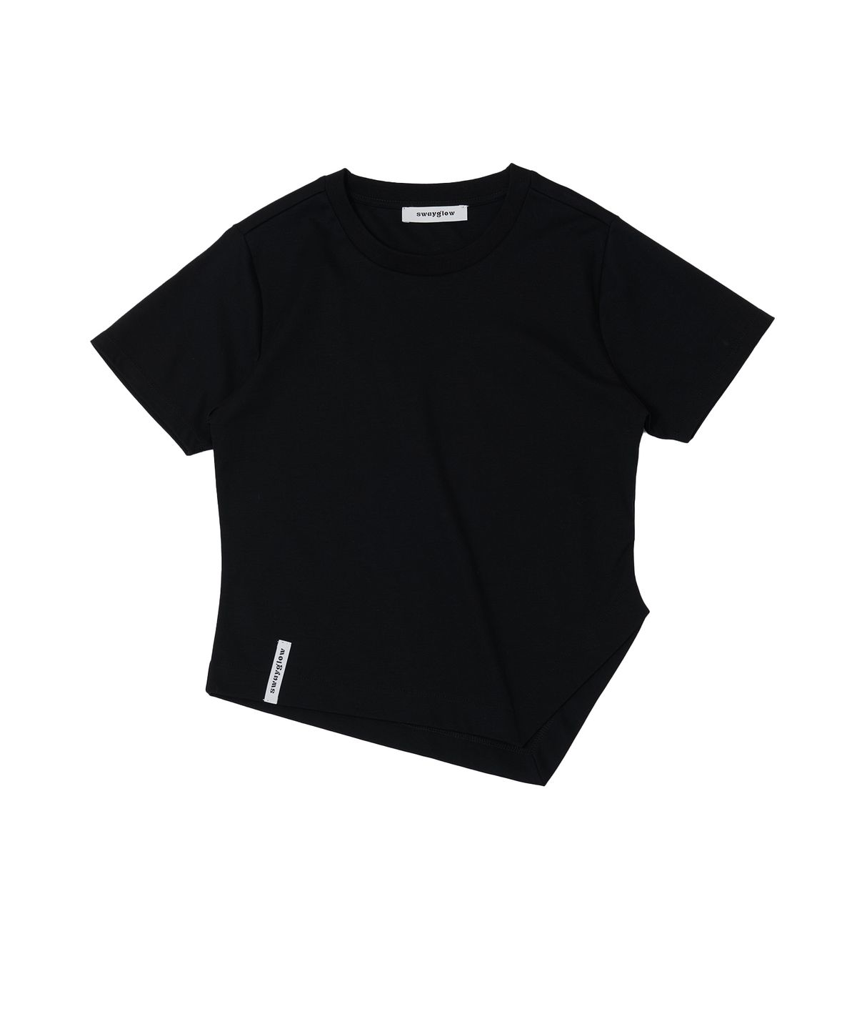 스웨이글로우(SWAYGLOW) [GIZA COTTON FABRIC]사선 크롭 티셔츠_블랙