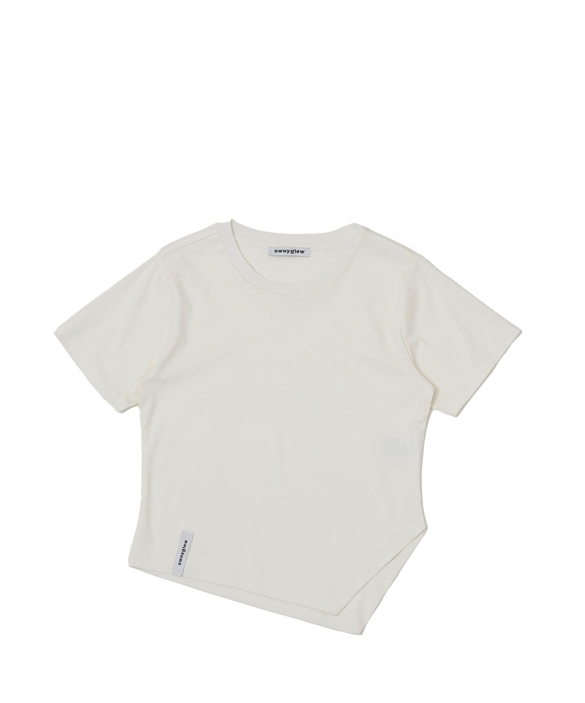 스웨이글로우(SWAYGLOW) [GIZA COTTON FABRIC]사선 크롭 티셔츠_화이트