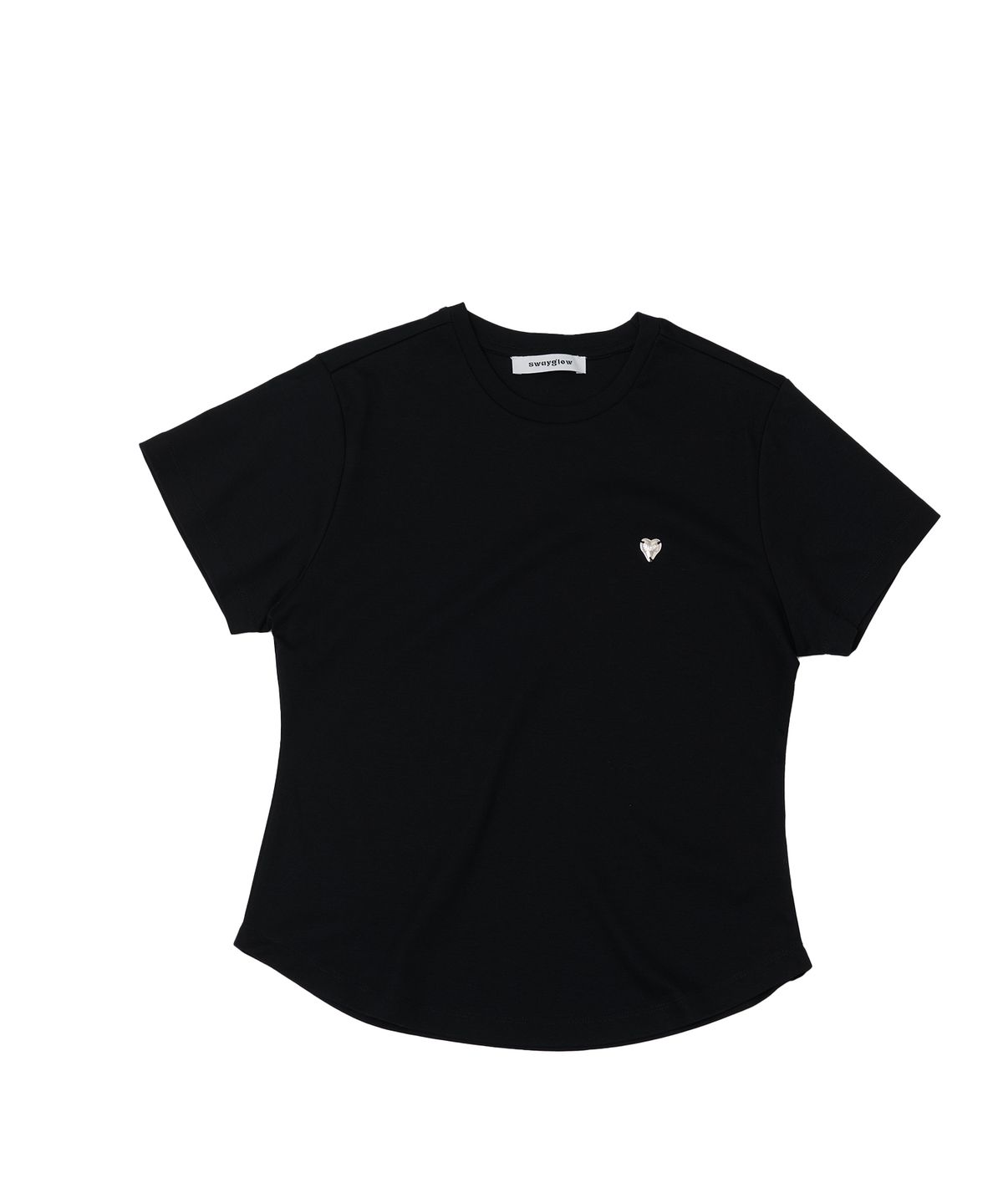 스웨이글로우(SWAYGLOW) [GIZA COTTON FABRIC]하트 금속라벨 티셔츠_블랙