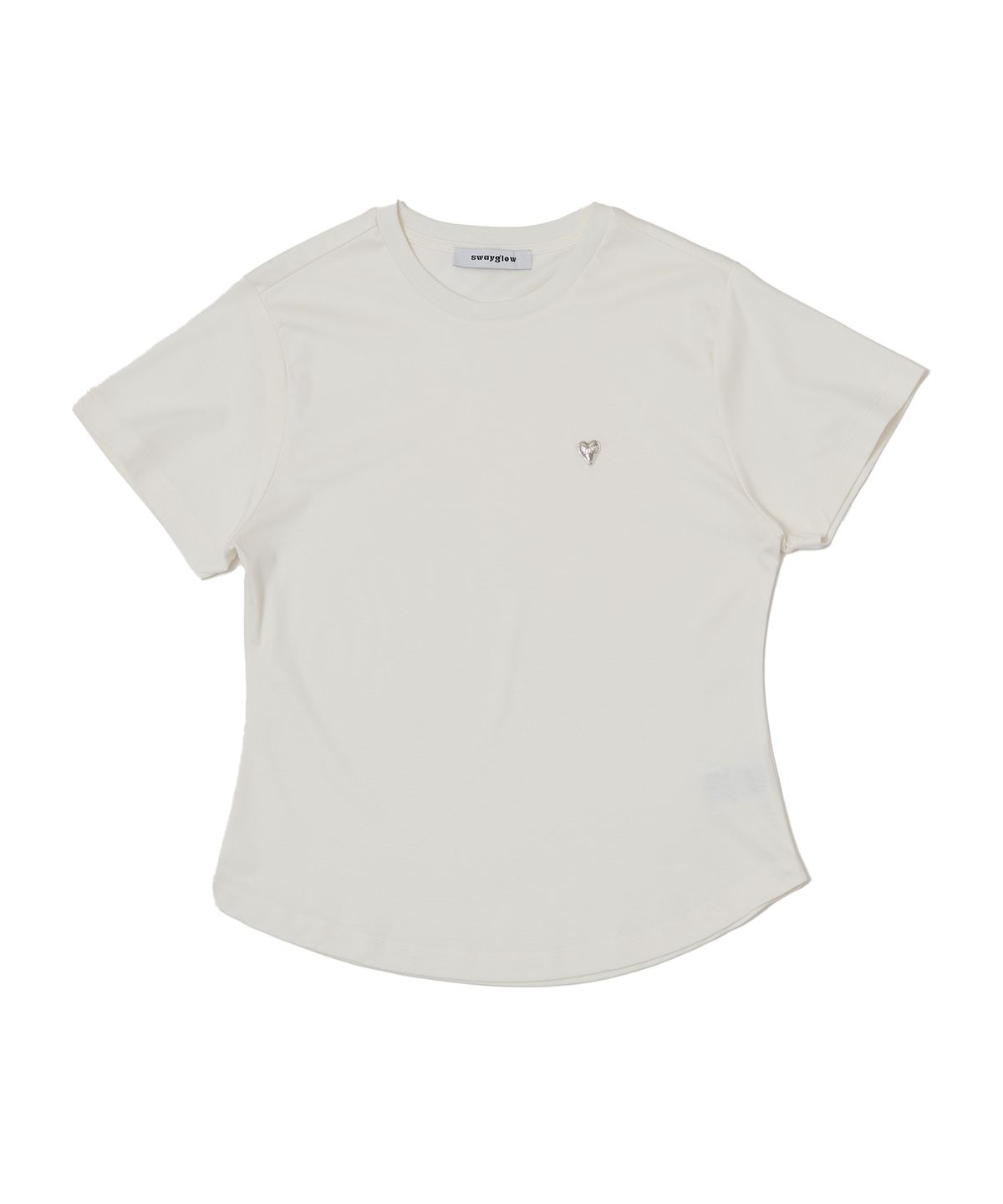 스웨이글로우(SWAYGLOW) [GIZA COTTON FABRIC]하트 금속라벨 티셔츠_화이트