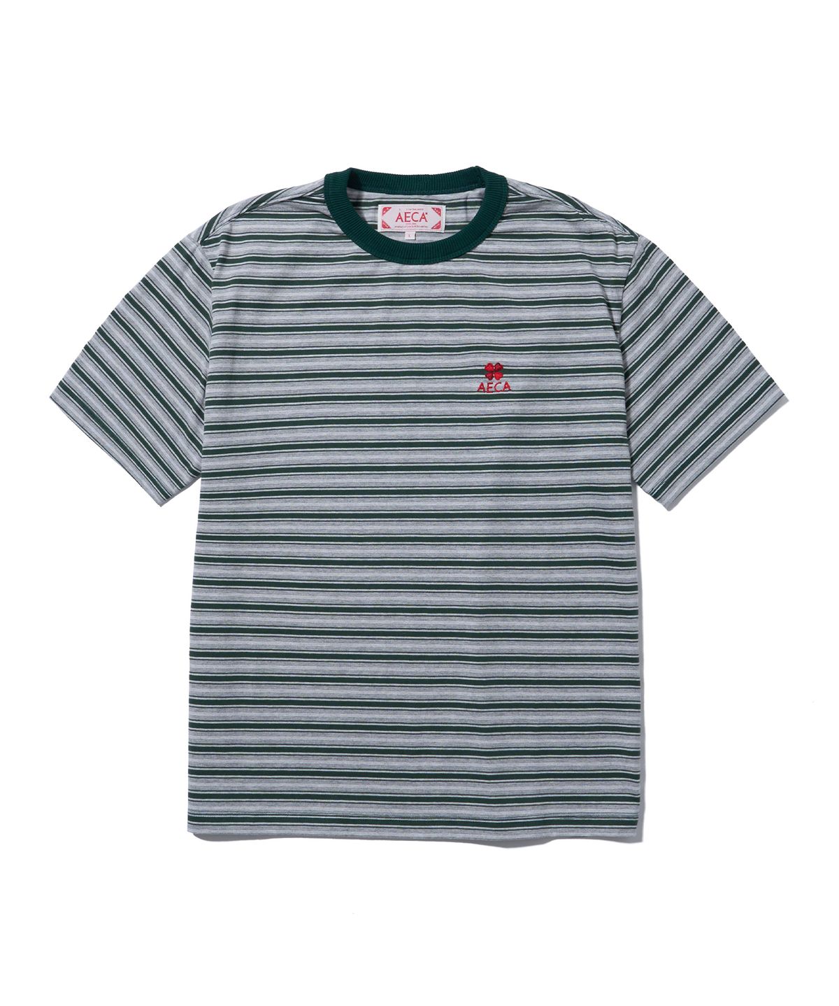 에이카화이트(AECA) STRIPE HALF SLEEVE TEE-GREEN