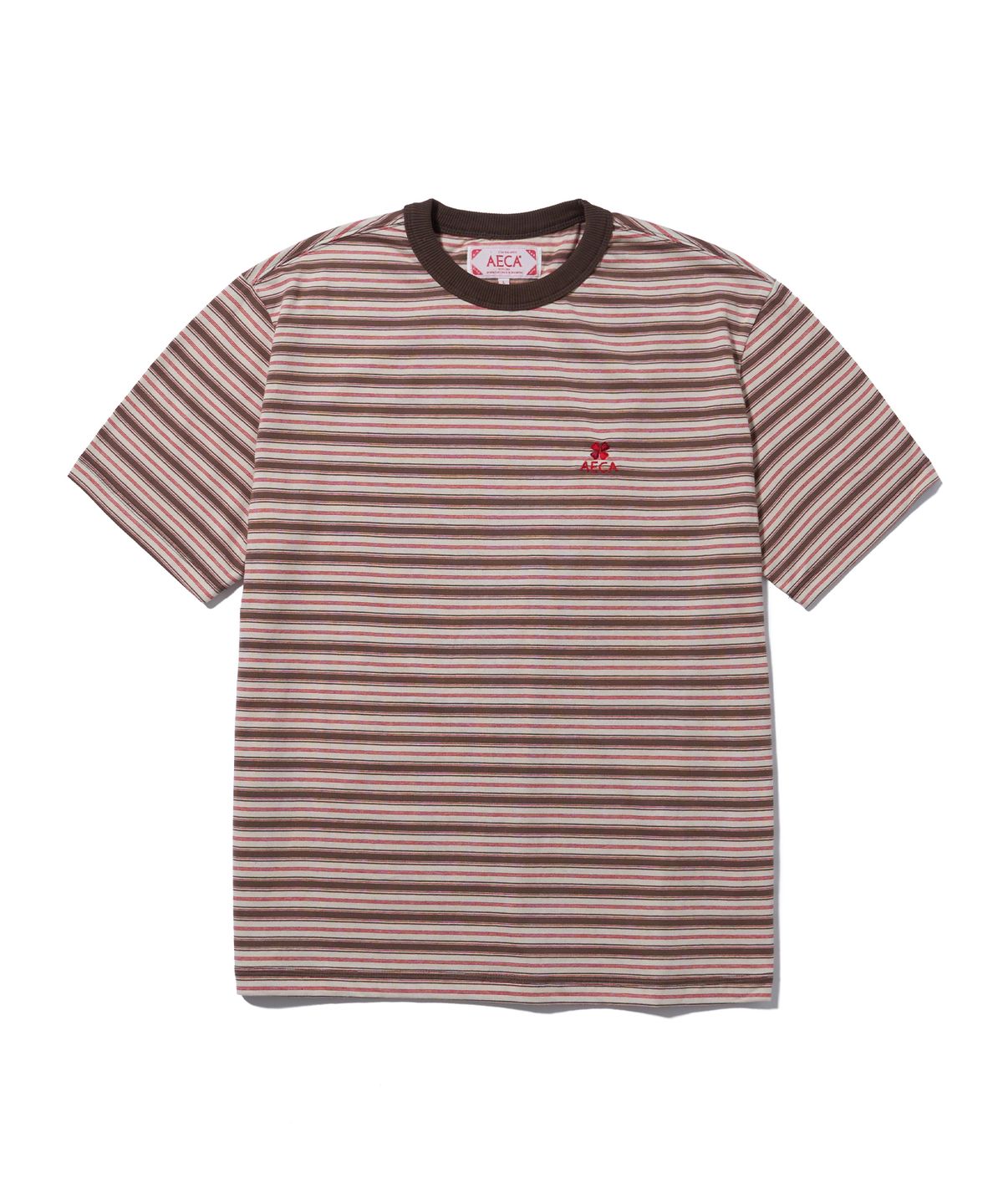 에이카화이트(AECA) STRIPE HALF SLEEVE TEE-BROWN