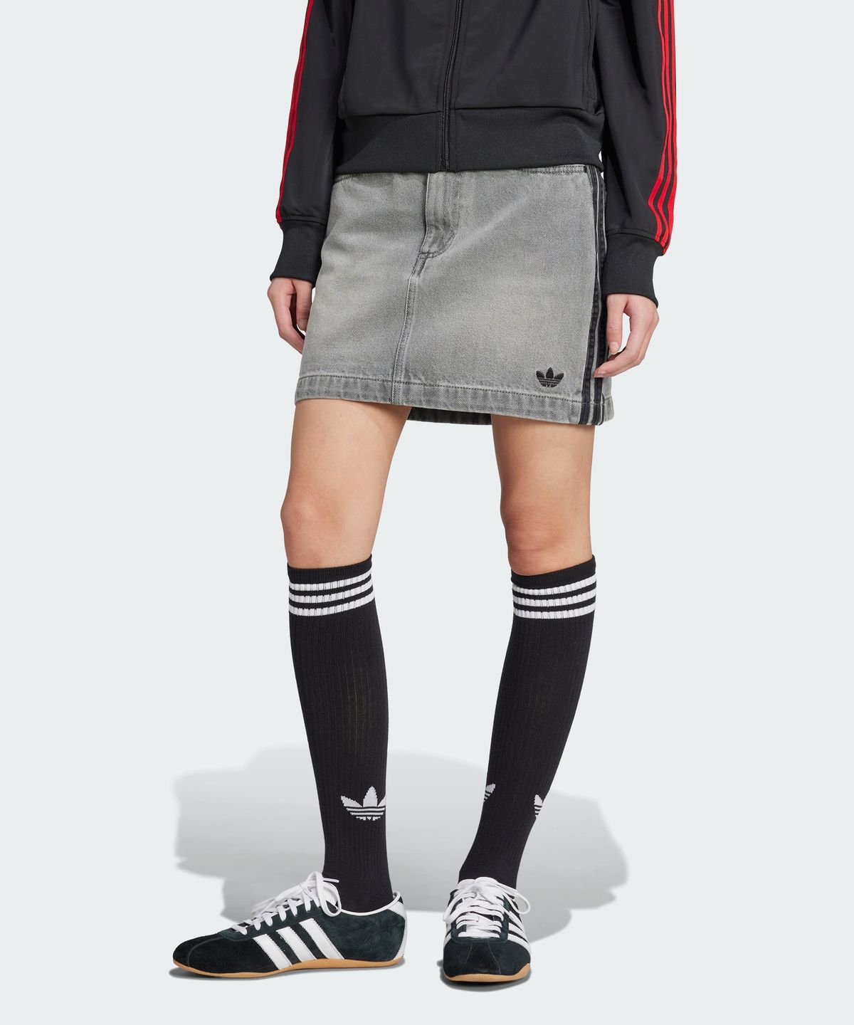 아디다스(ADIDAS) 3S 데님 미니 스커트 - 워시드그레이데님 / JW2657
