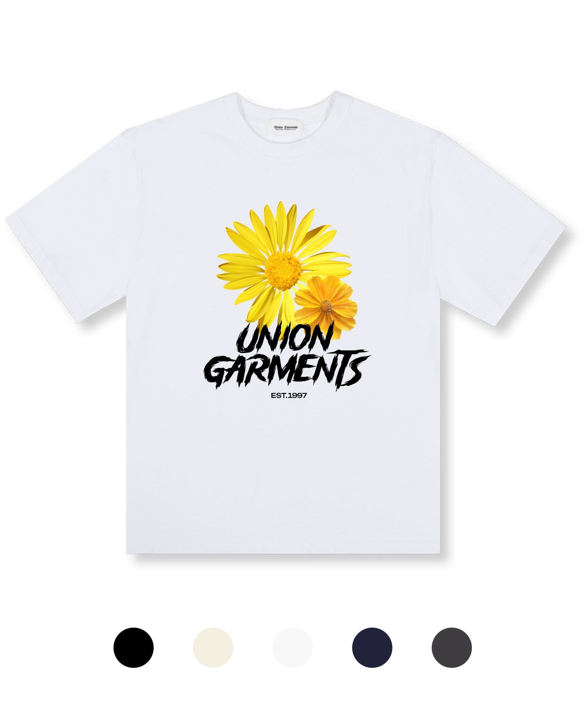 유니온가먼츠(UNION GARMENTS) 빅플라워 오버핏 반팔 티셔츠 5 COLOR