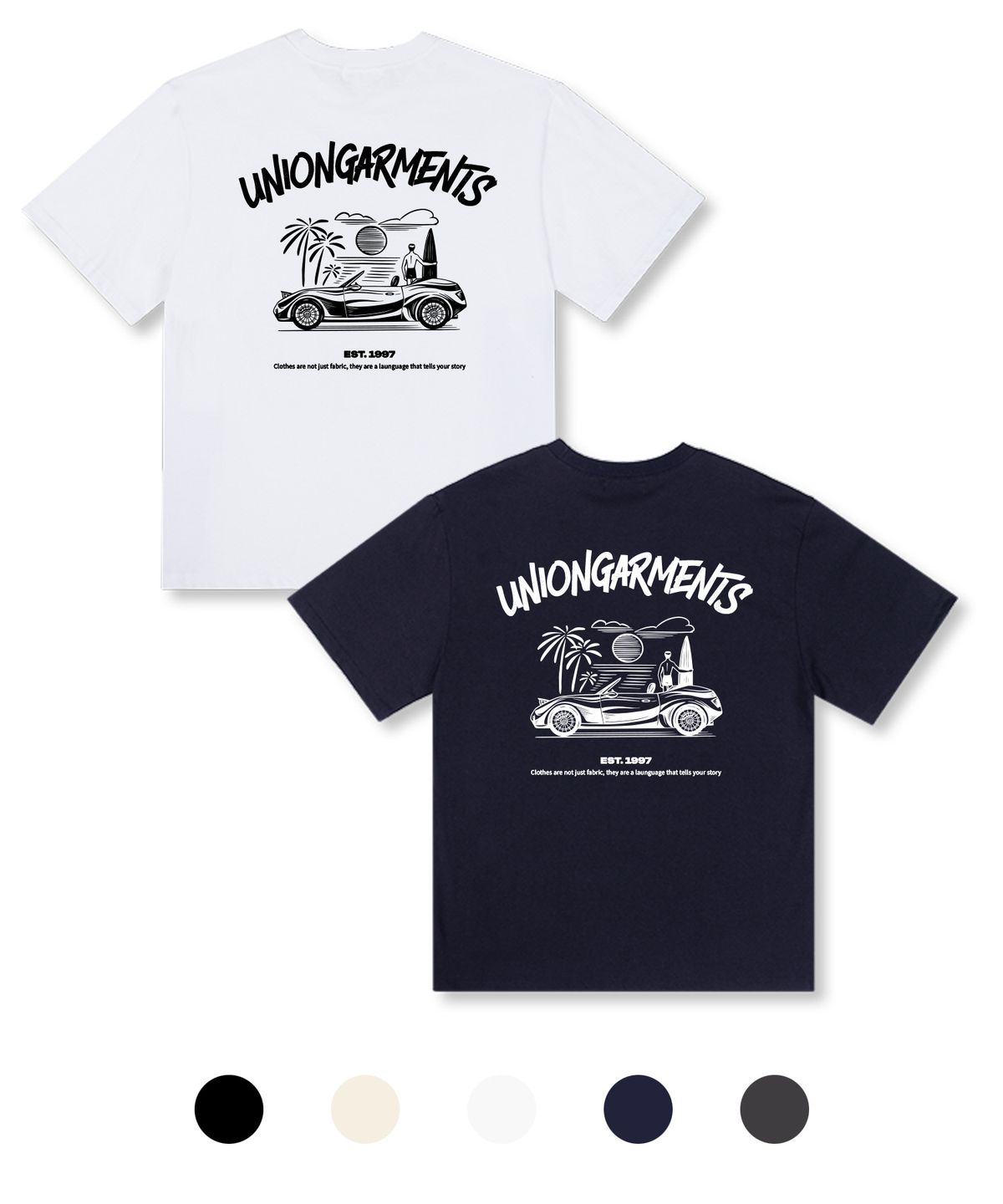 유니온가먼츠(UNION GARMENTS) 오픈카서핑 오버핏 반팔 티셔츠 5 COLOR