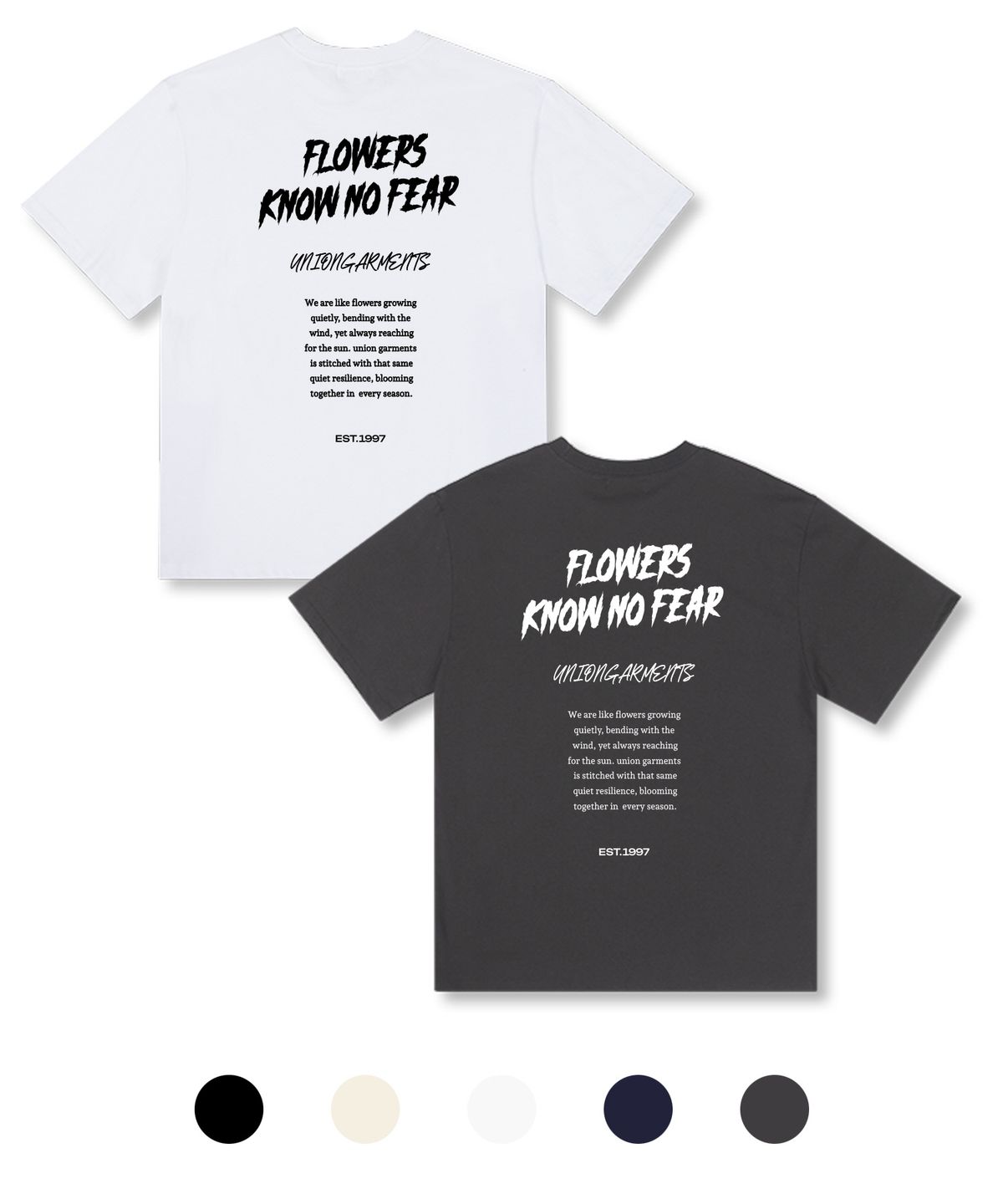 유니온가먼츠(UNION GARMENTS) 너우플라워 오버핏 반팔 티셔츠 5 COLOR
