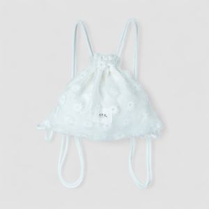 플로럴 쉬폰 드로우스트링 미니 백팩 _ [화이트]
