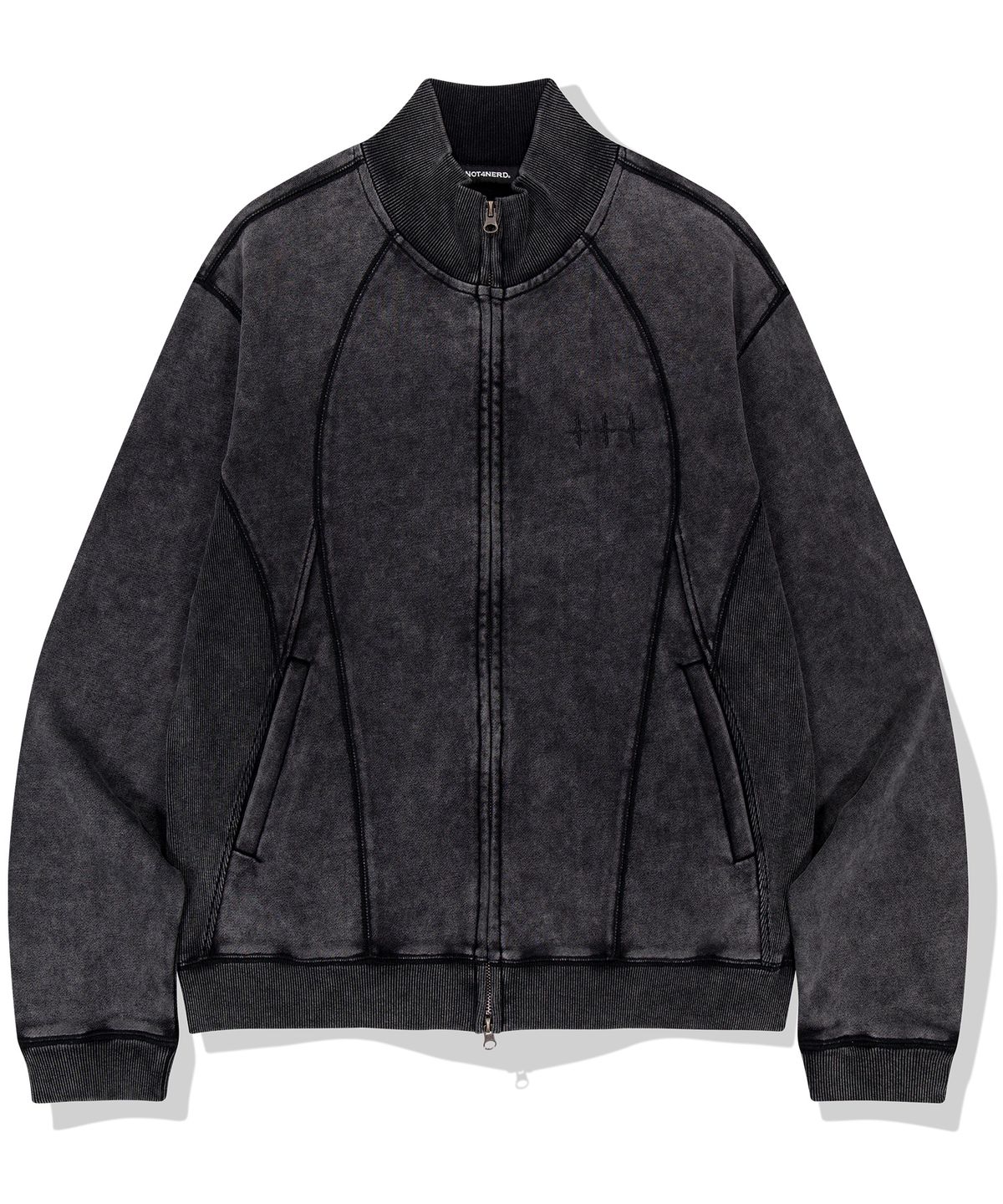 낫포너드(NOT4NERD) 4 Symbol Pigment Incision High Neck Zip Up - Black