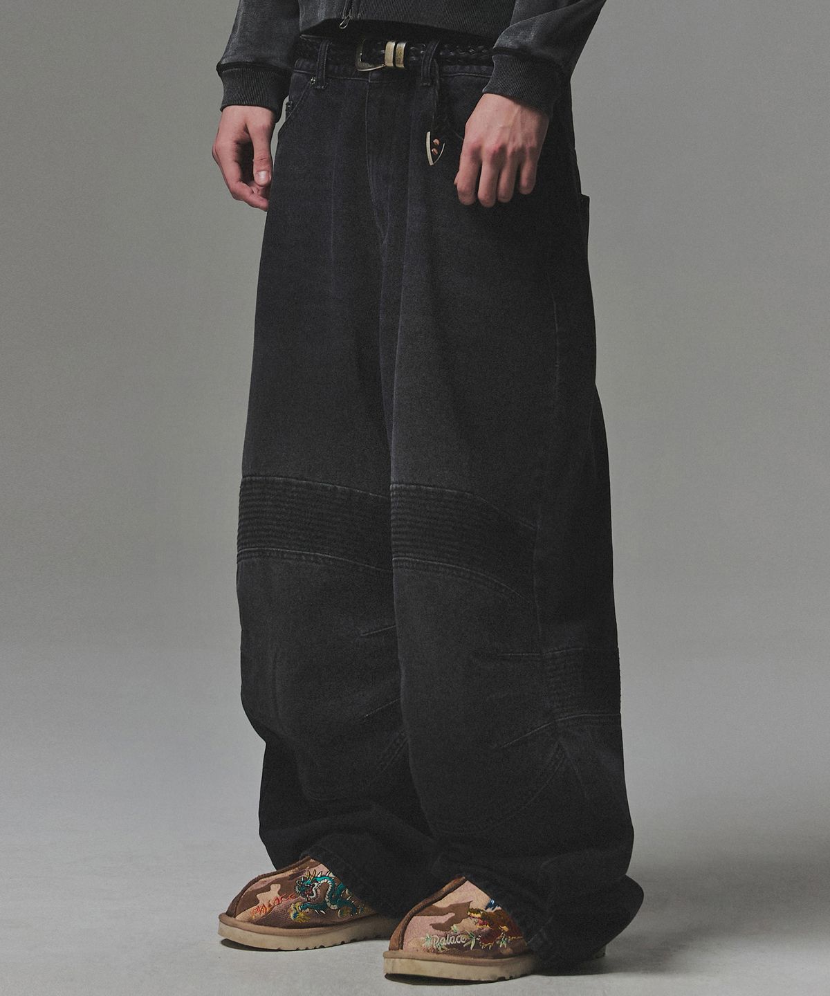 낫포너드(NOT4NERD) Structured Biker Denim Pants - Black