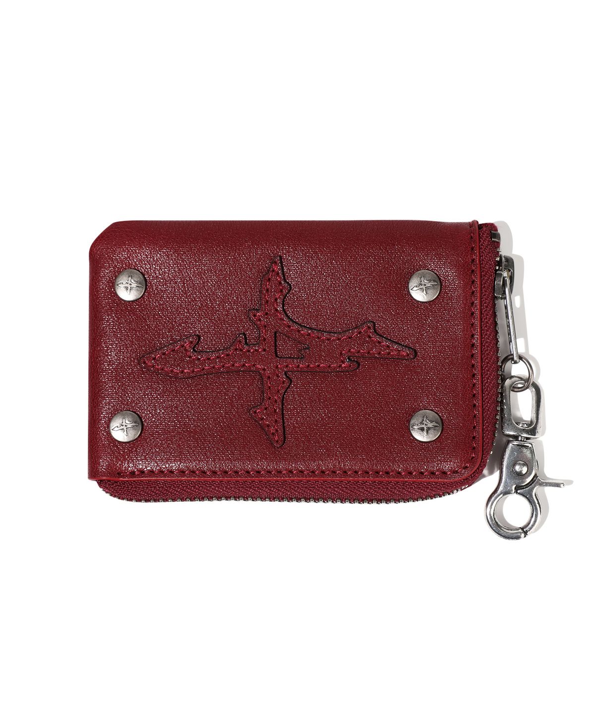 낫포너드(NOT4NERD) Patched Leather Side Zipper Card Wallet - Red