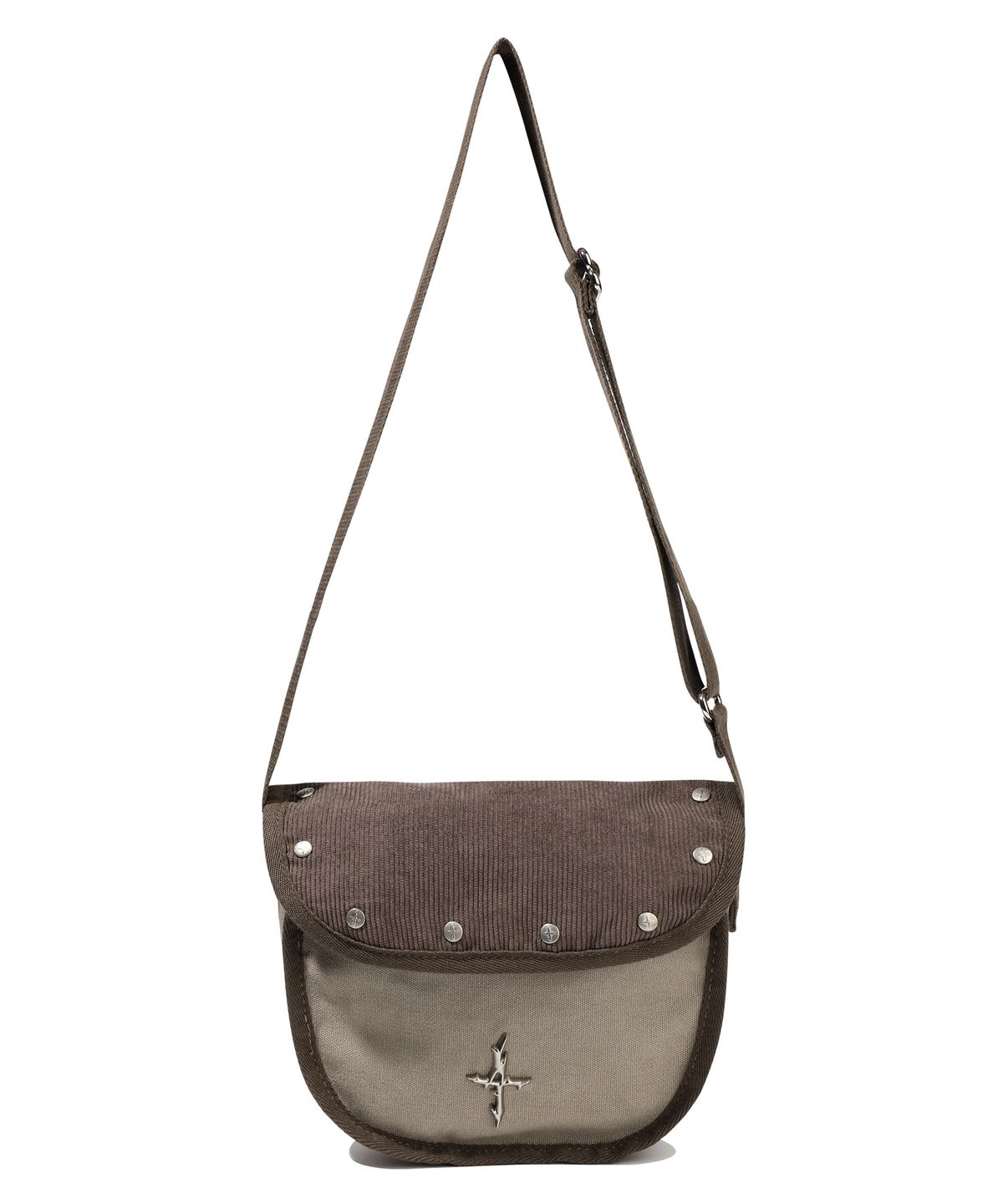 낫포너드(NOT4NERD) 4 Symbol Stud Corduroy Mini Cross Bag - Brown