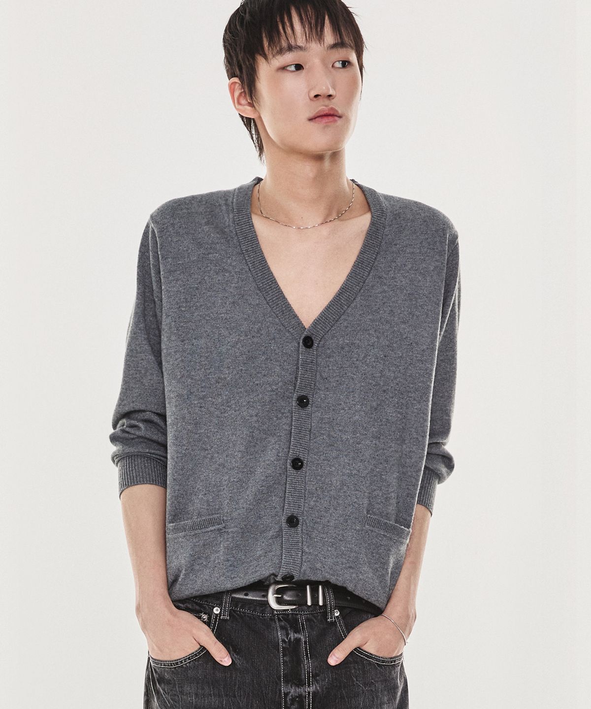 기철(KICHUL) Daylight Solid Cardigan (Grey)
