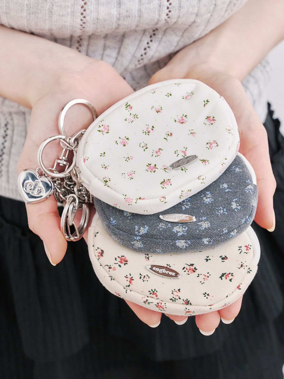 앵브록스(ENGBROX) bubbly floral wallet key ring_3 colors
