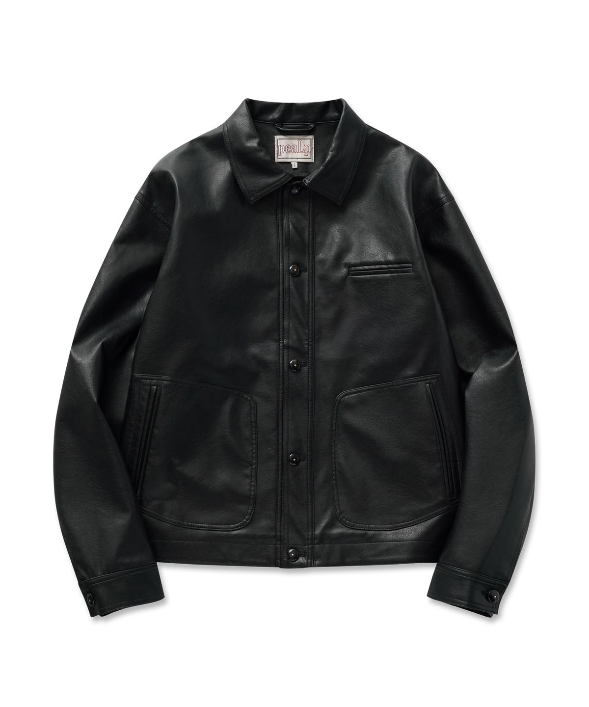 필프(PEALP) Welt Pocket Faux Leather Jacket 8(Black)