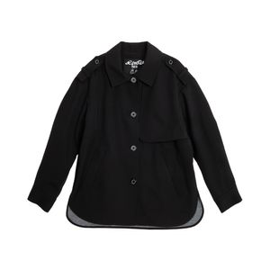 그래픽 자수 장식 트렌치 코트 Black