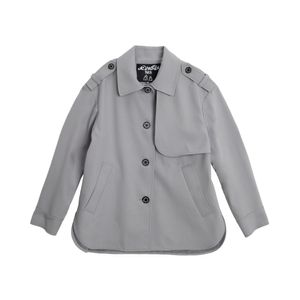 그래픽 자수 장식 트렌치 코트 GREY