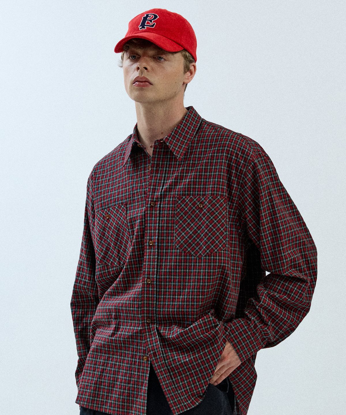 필프(PEALP) Two-Tone Check LS Shirts 22(Red)