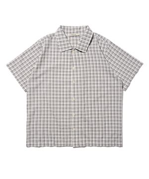 루즈핏 반팔 체크셔츠 (그레이)