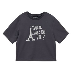 그래픽 프린트 크롭 티셔츠 Charcoal (DSFDVTP07)