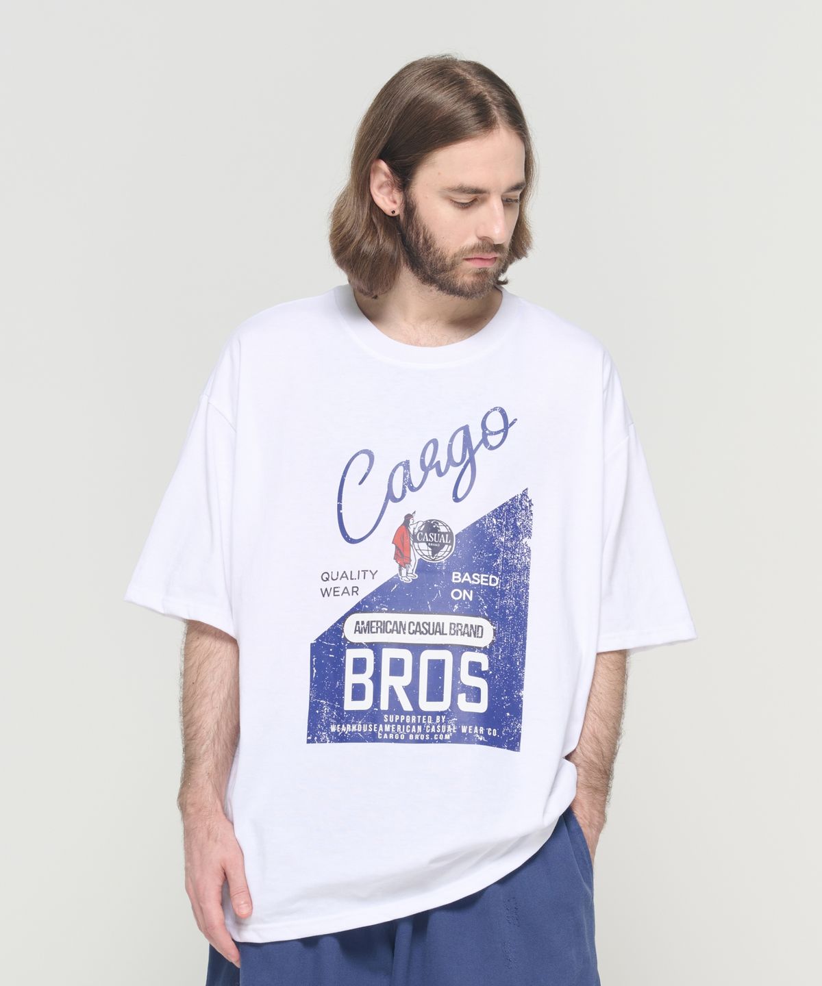카고브로스(CARGOBROS) (빅사이즈) 웨스턴 베이스 반팔티셔츠 (화이트)