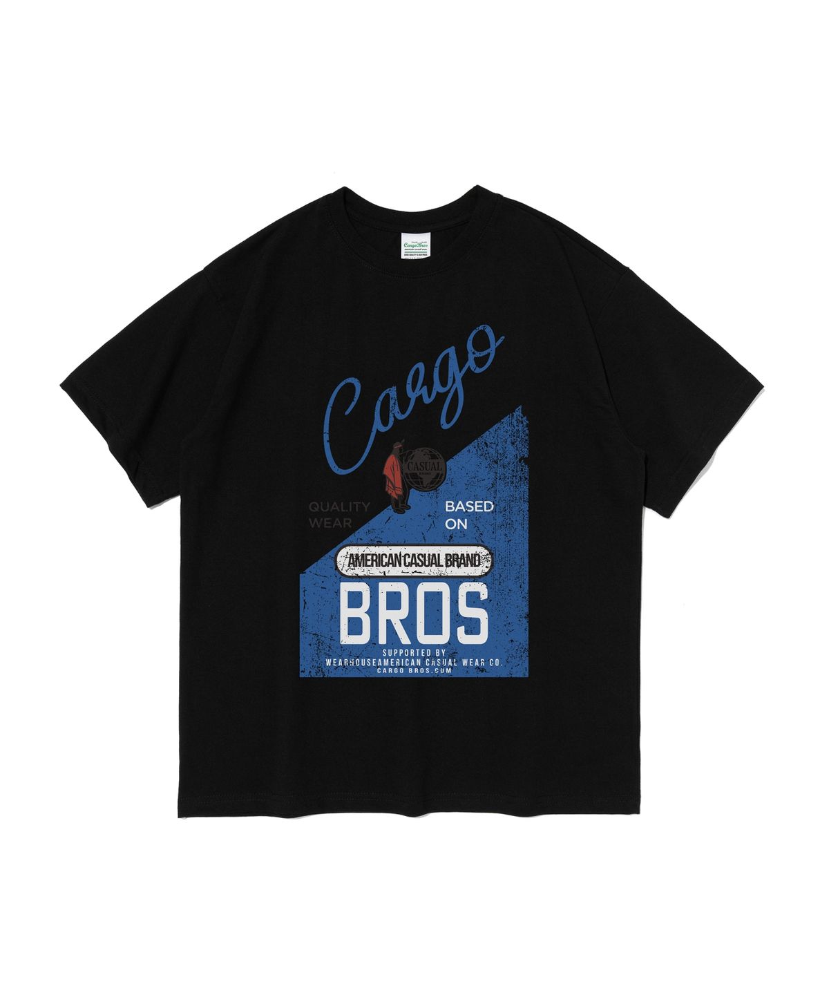카고브로스(CARGOBROS) (빅사이즈) 웨스턴 베이스 반팔티셔츠 (블랙)