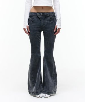 Op. 09 WICKED SLIM FLARE DENIM PANTS D/GRAY