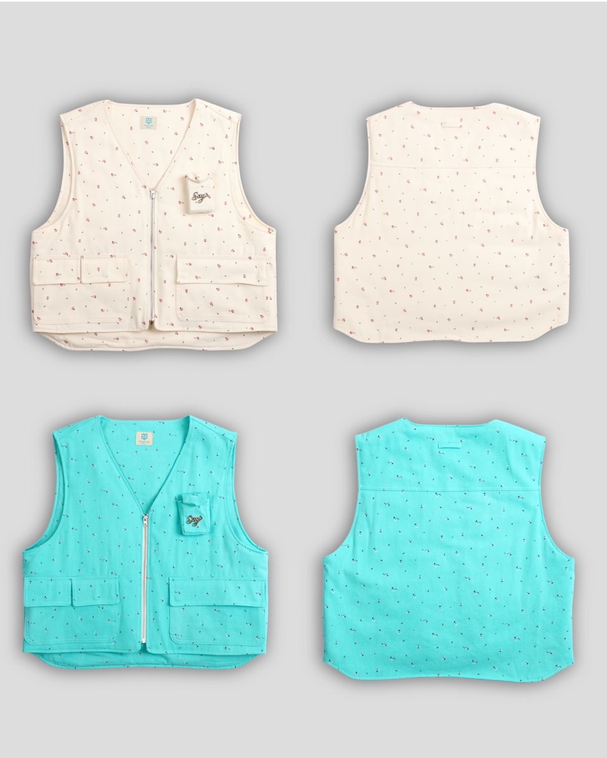 세이세이세이(SAYSAYSAY) (UNISEX) 플라워 워크 집업 베스트 2컬러