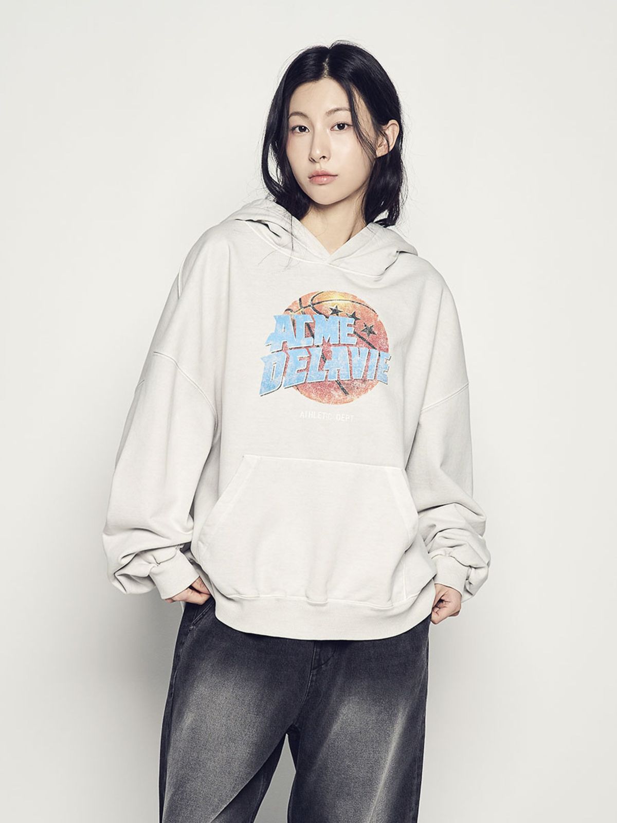 아크메드라비(ACME DE LA VIE) BASKET BALL PIGMENT WIDE HOODIE (2 COLOR)