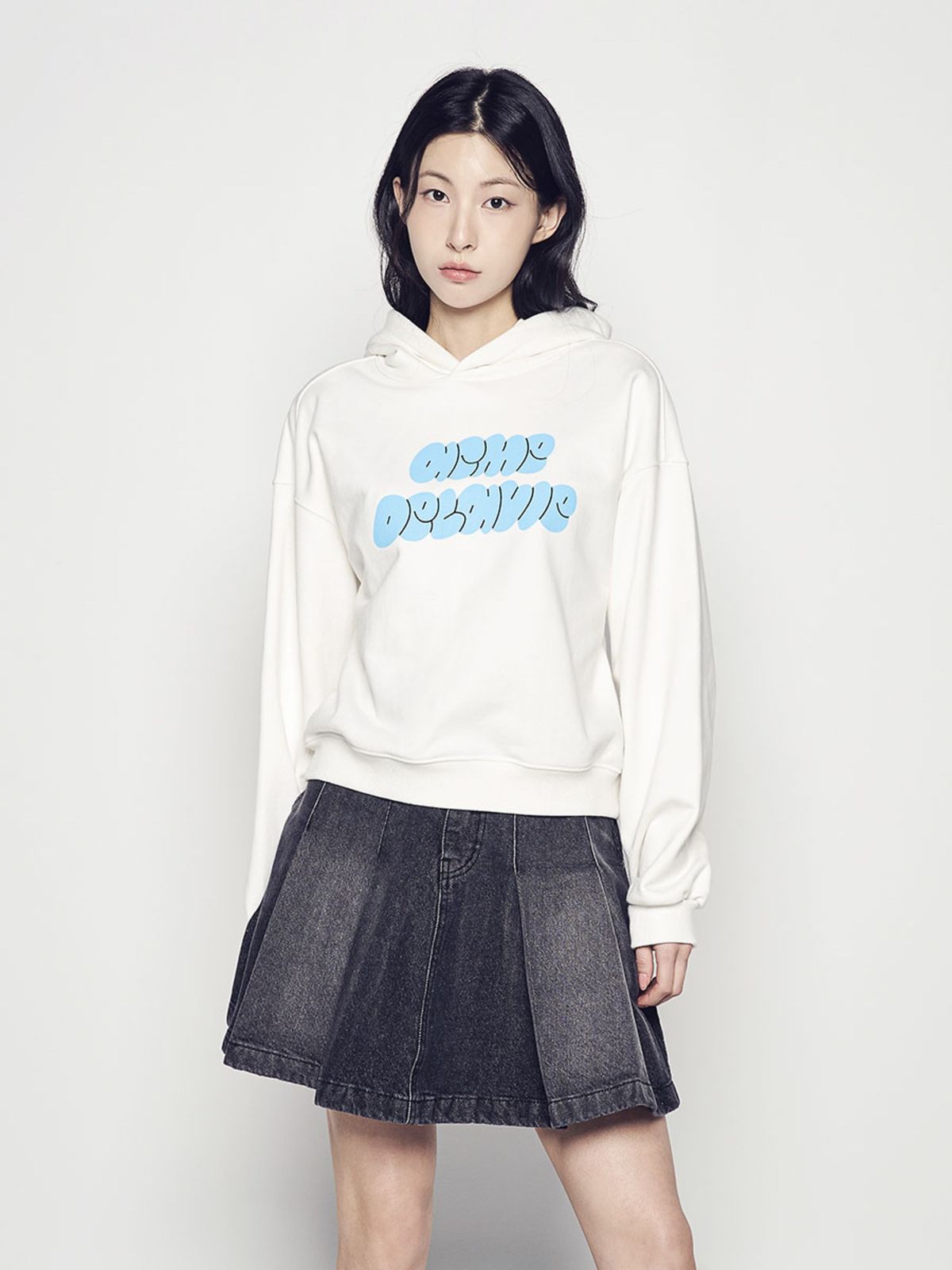 아크메드라비(ACME DE LA VIE) WOMAN CLOUD FONT CROP HOODIE (2 COLOR)