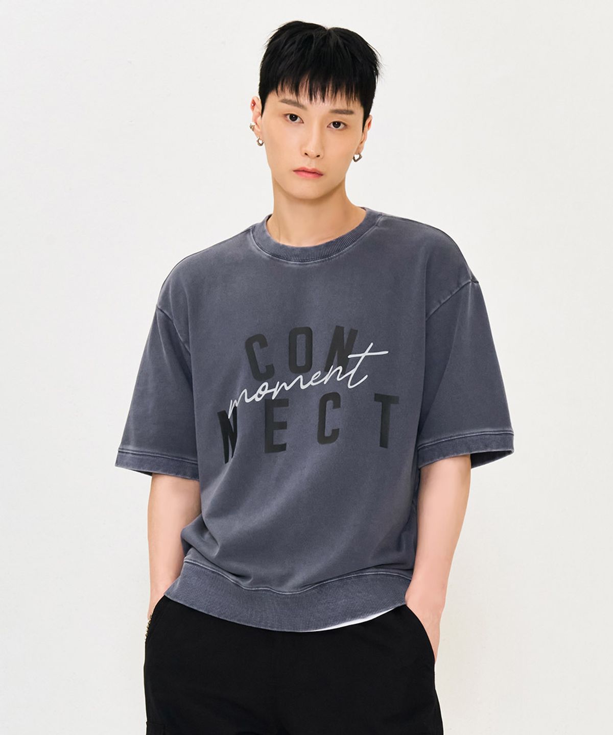 체이스컬트(CHASECULT) 남성 피그먼트 반팔 맨투맨 티셔츠-블루