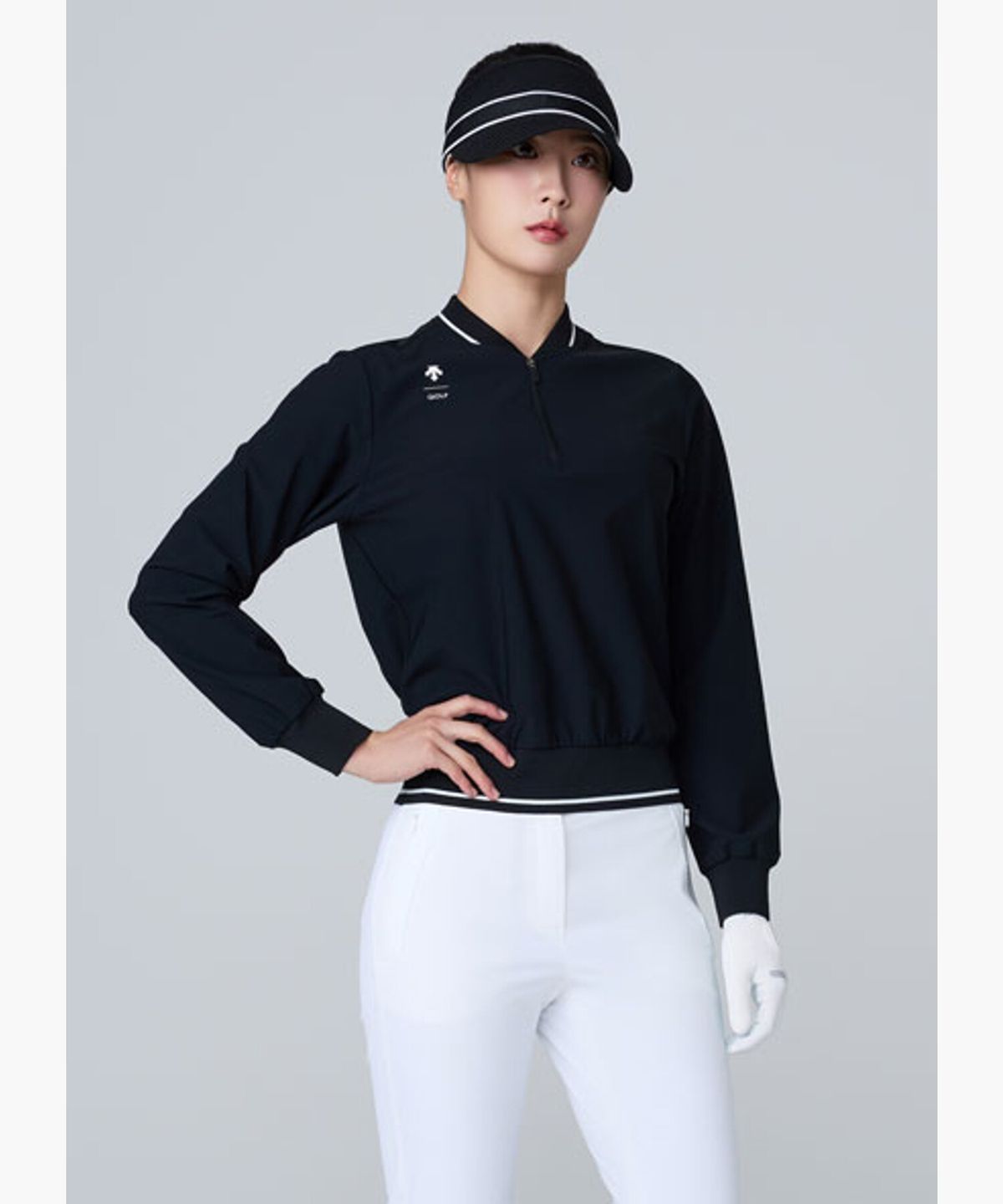 데상트 골프(DESCENTE GOLF) 여성 트리코트 반집업 티셔츠 (DQ32WFNL8C)
