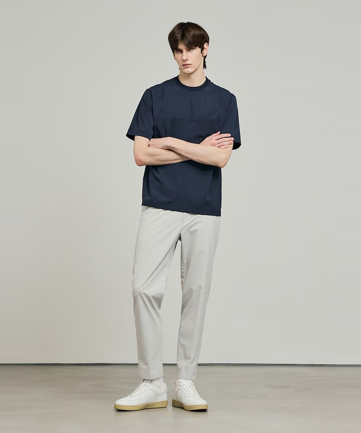 GLXY (갤럭시 라이프스타일)(GLXY (GALAXY LIFESTYLE)) GLXY [갤럭시라이프스타일][三無衣服] 스트레치 기능성 라운드 티셔츠  블루