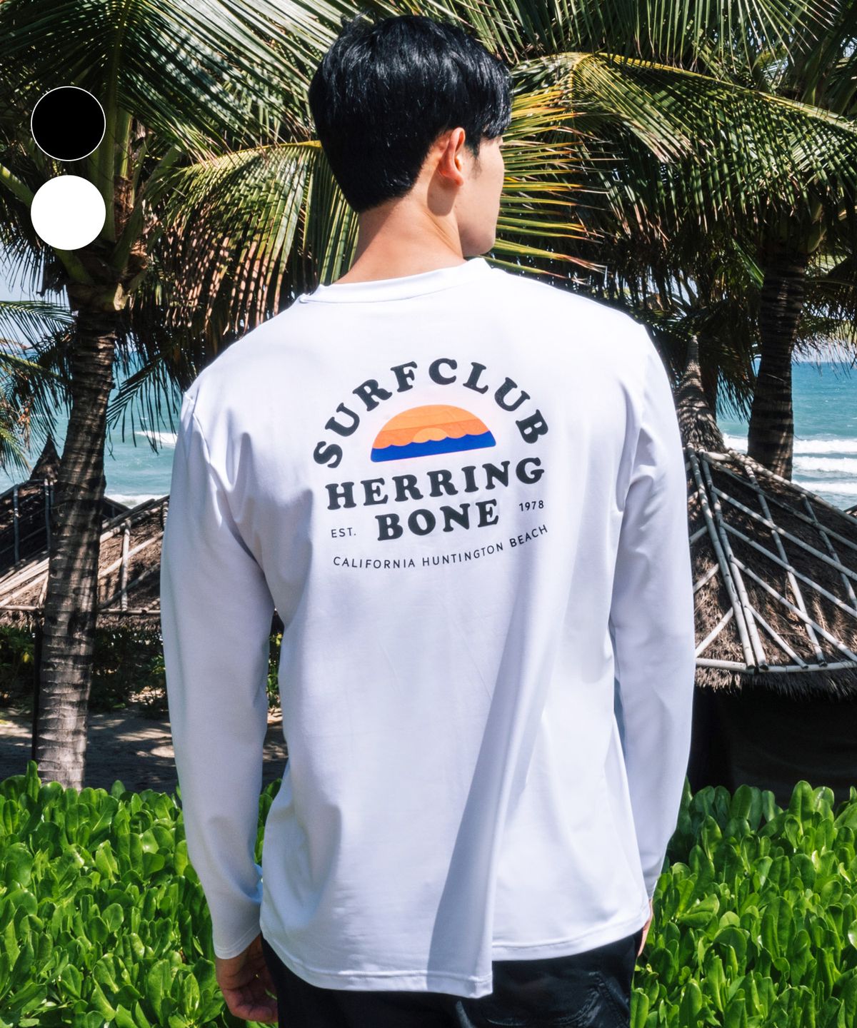헤링본(HERRINGBONE) 남자 세미 루즈핏 롱슬리브 래쉬가드 상의 (WHITE) / RI375M