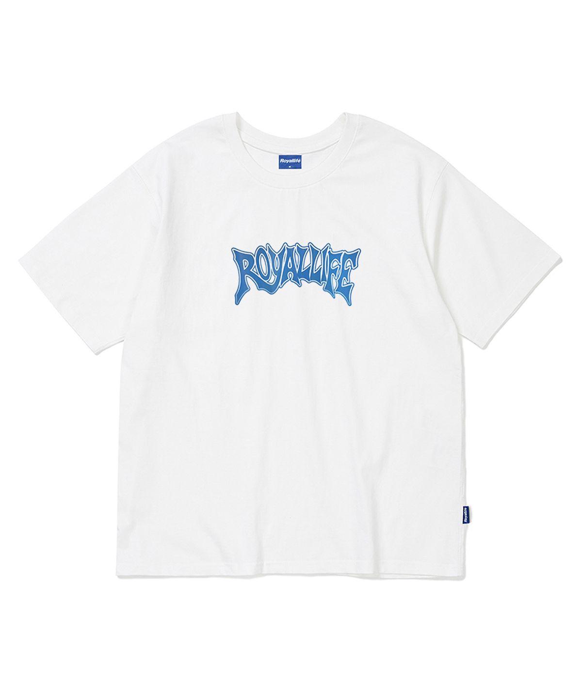 로얄라이프(ROYALLIFE) 그래피티 블루 로고 오버핏 반팔티 (RL2572 Graffiti Blue Logo Oversized Tee) - WHITE