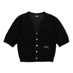 물결 이펙트 반팔 가디건 Black (DSFDVCA05)