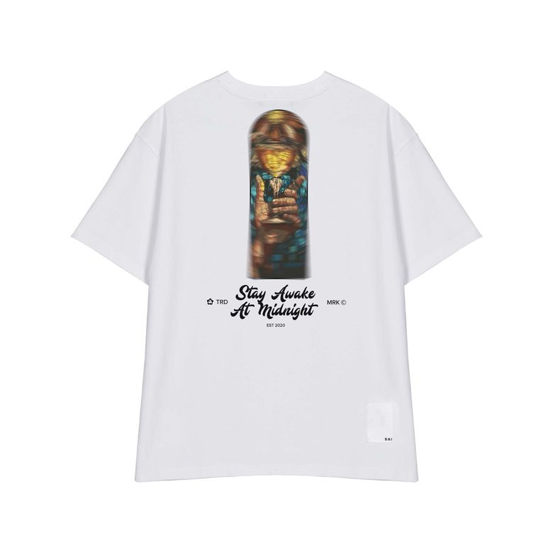 006 HOLY DISTORTION 그래픽 티셔츠 화이트