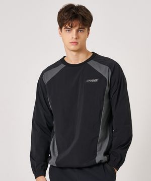 남성 배색 우븐 맨투맨 티셔츠 SPKFCNRL304MBLK