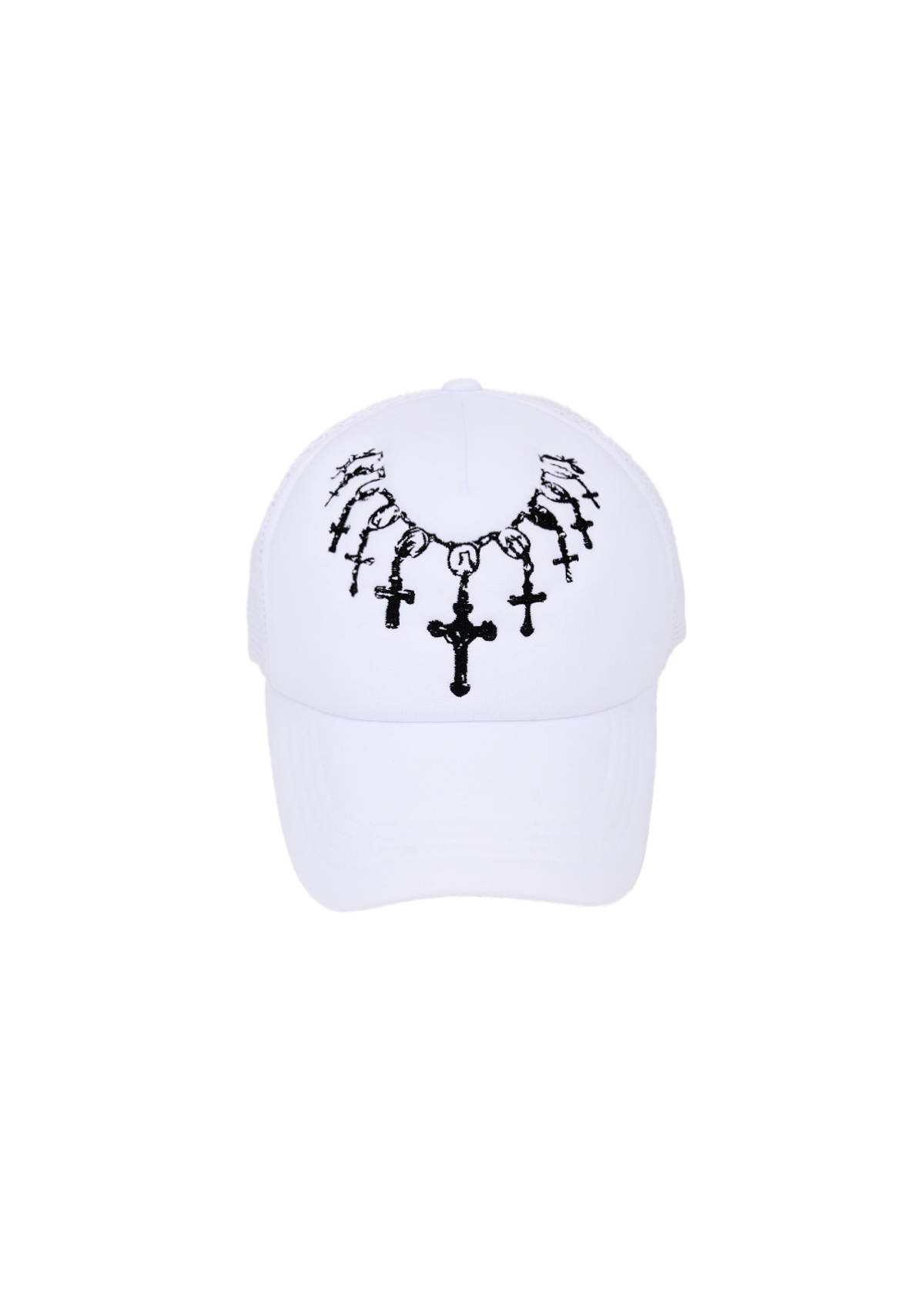 백백백(BEGBEGBEG) NECKLACE EMBROIDERED TRUCKER CAP