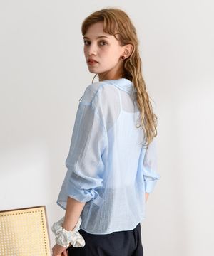 시스루스티치포켓블라우스 (PBE06M-WBLW014)