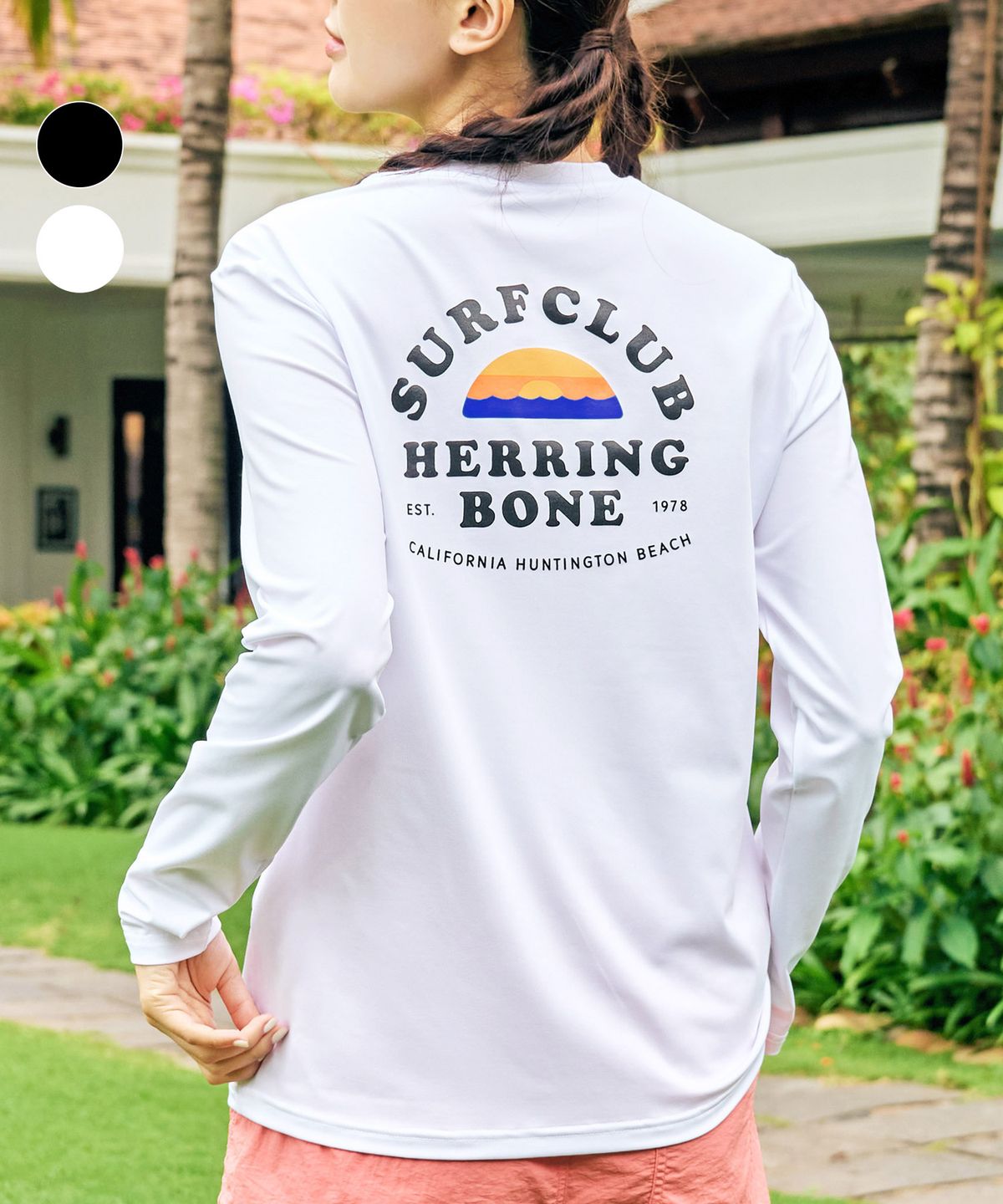 헤링본(HERRINGBONE) 여성 세미 루즈핏 롱슬리브 래쉬가드 상의 (WHITE) / RI375W