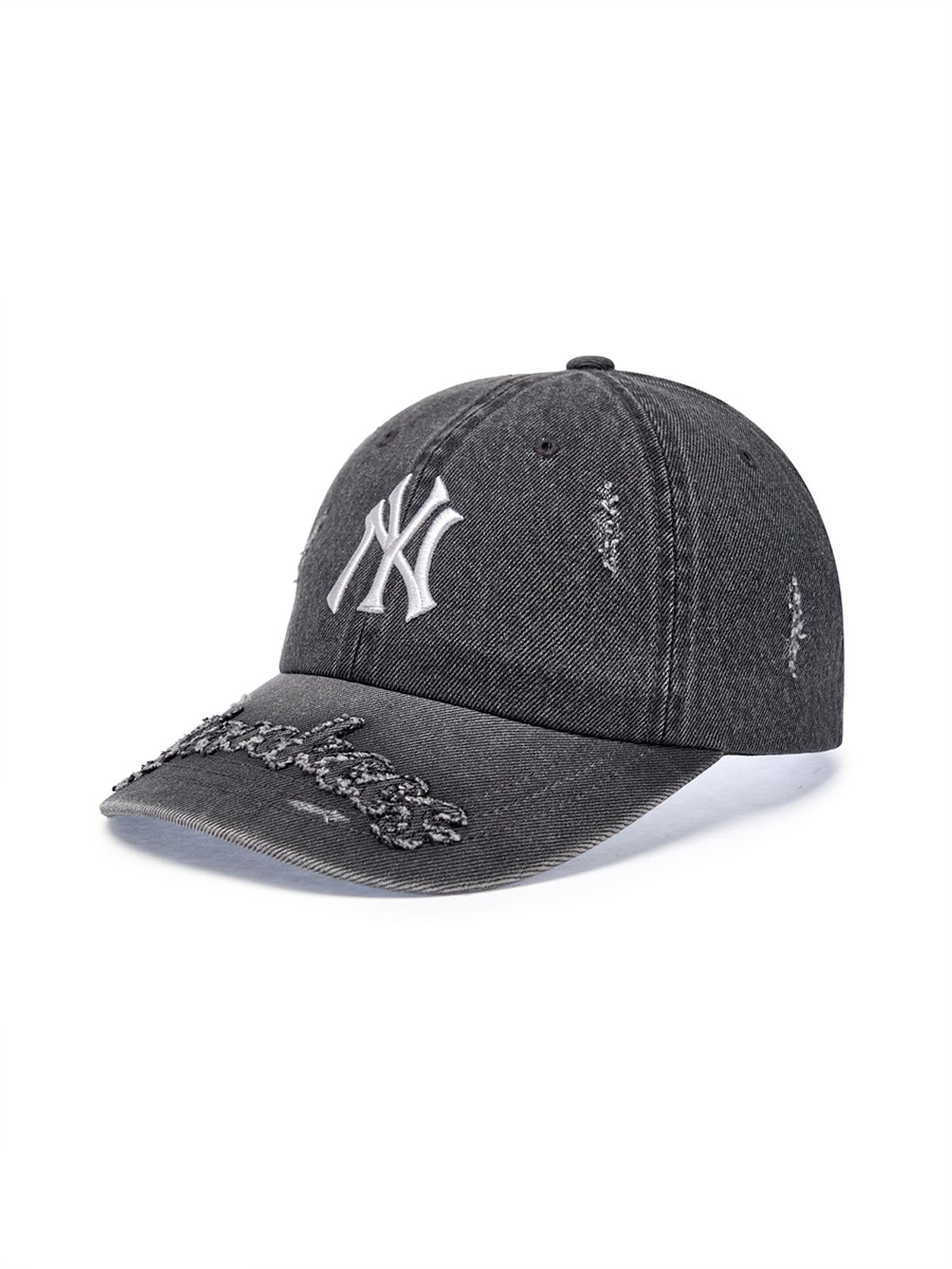 엠엘비(MLB) 빈티지 디스트로이드 데님 언스트럭쳐 볼캡 NY (Black)