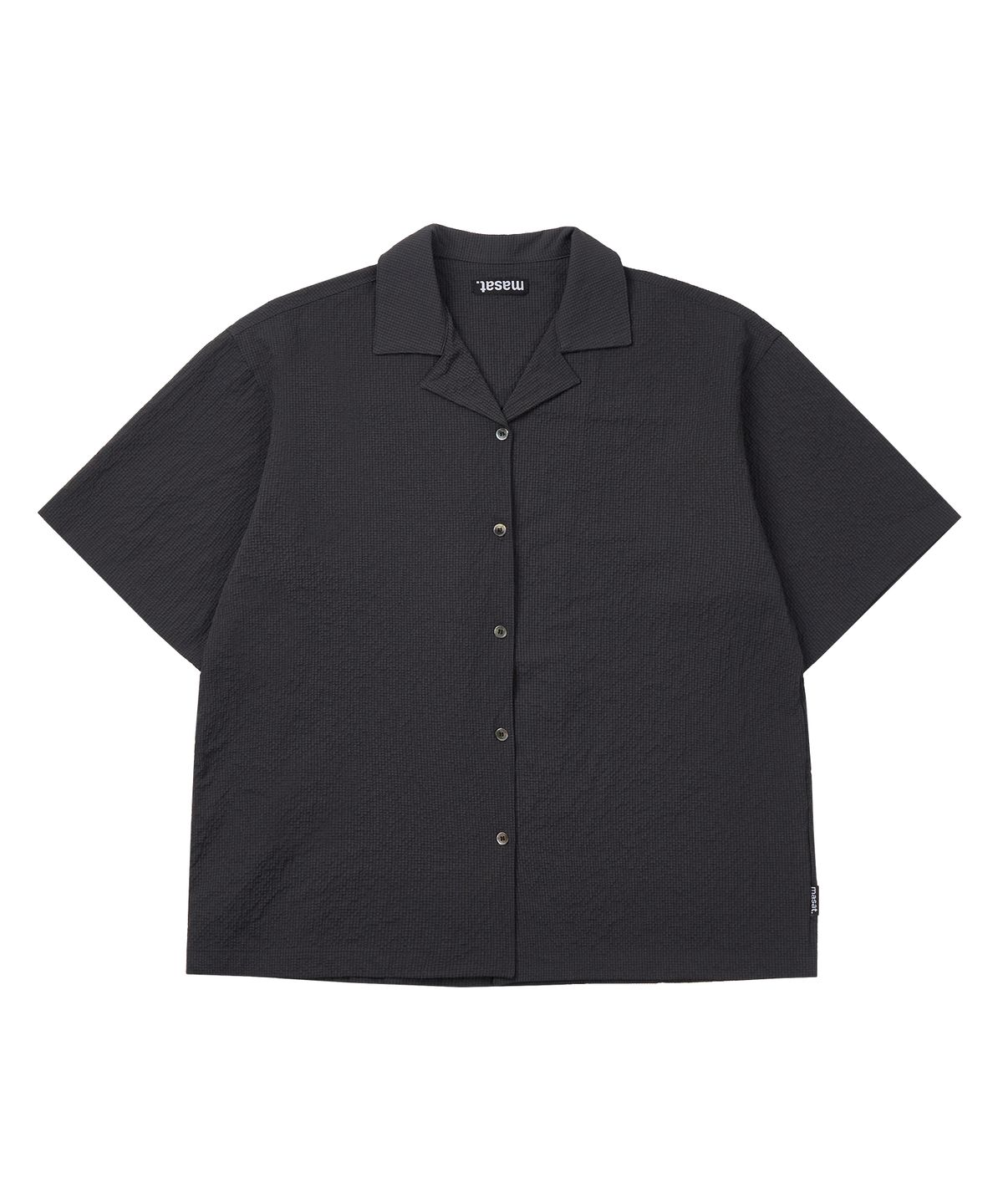 마사트(MASAT) Gingham Check Open Collar Shirt _ Dark Gray