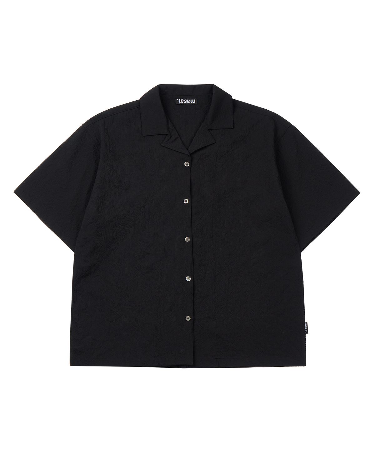마사트(MASAT) Gingham Check Open Collar Shirt _ Black