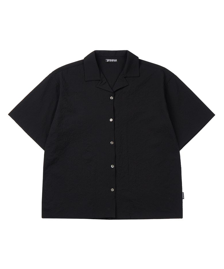 Gingham Check Open Collar Shirt _ Black