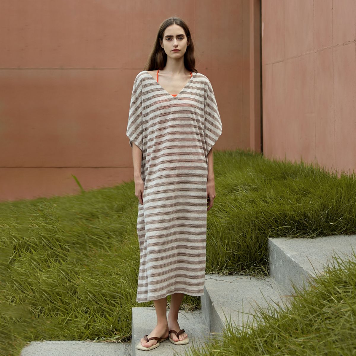 디에브(D.EV) Noavelo robe_Stripe (브라운)