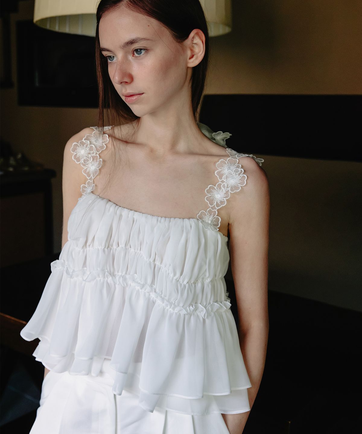 더티스(THETIS) DELPHINIUM CHIFFON SHIRRING TOP_TT5S210